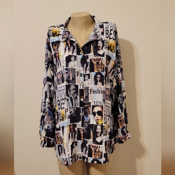 human graffiti tabloid tunic blouse large - Picture 2 of 8